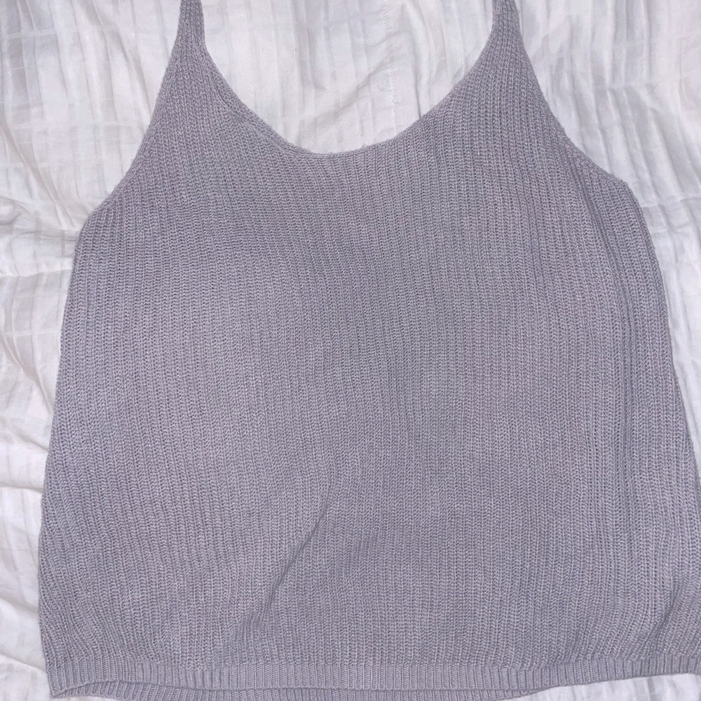 Blue grey knit tank top
